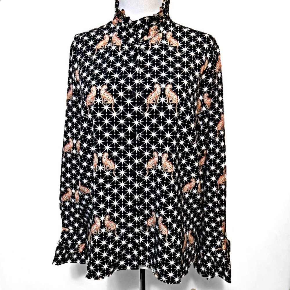 NWOT Vilagallo Cheetah Print Blouse Size M EU 40 or US 8/10